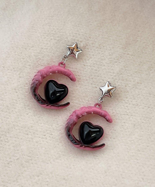 Drop Love Silver Alloy Gradient Sterling Glass Moon Pink Color FashionChic