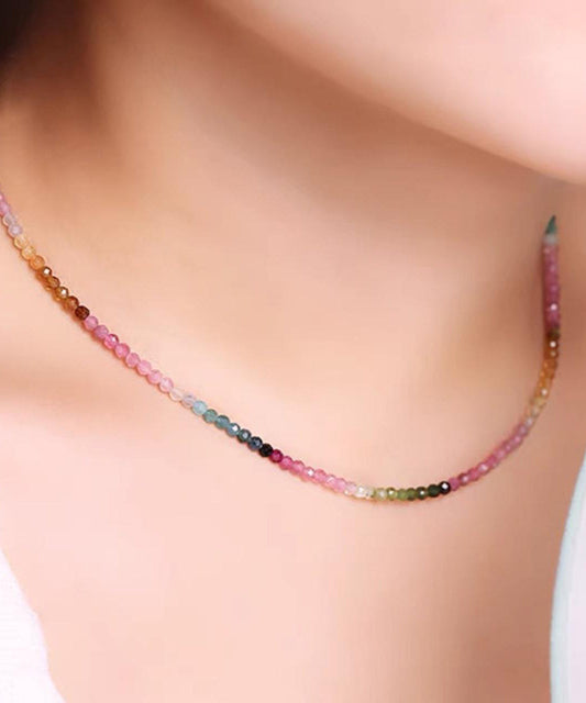 Gradient Sterling Gratuated Color Beading Bead Necklace Silver FashionChic
