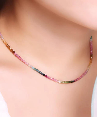 Gradient Sterling Gratuated Color Beading Bead Necklace Silver FashionChic