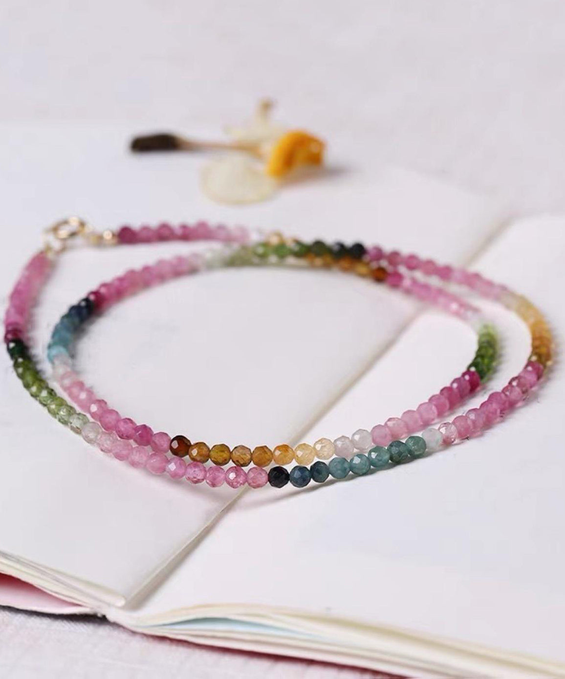 Gradient Sterling Gratuated Color Beading Bead Necklace Silver FashionChic