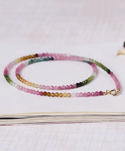 Gradient Sterling Gratuated Color Beading Bead Necklace Silver FashionChic