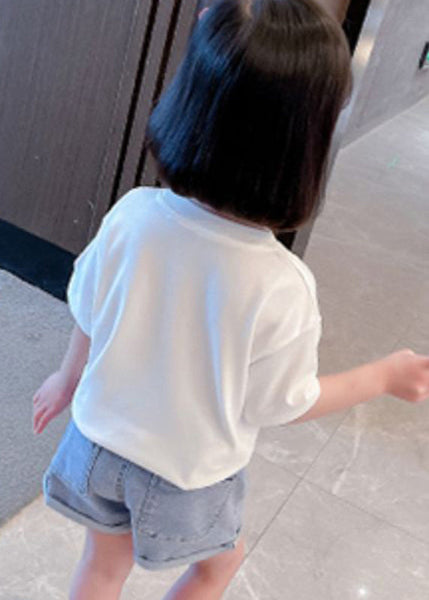 Gradient Color White O-Neck Strawberry Print Girls T Shirts Short Sleeve YU1069 WS-RCTZ-STP240529