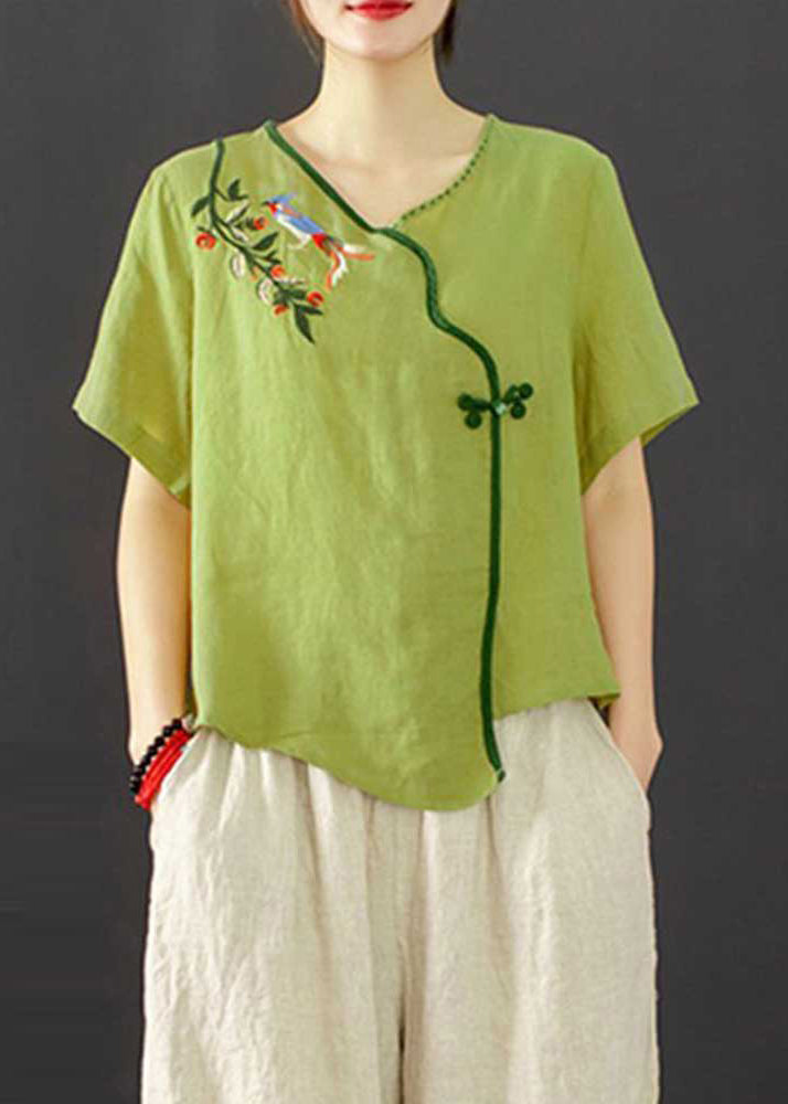 Embroidered Green Suit Grass Set Summer Oriental Piece Two FashionChic