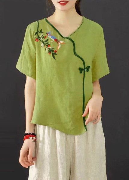 Embroidered Green Suit Grass Set Summer Oriental Piece Two FashionChic