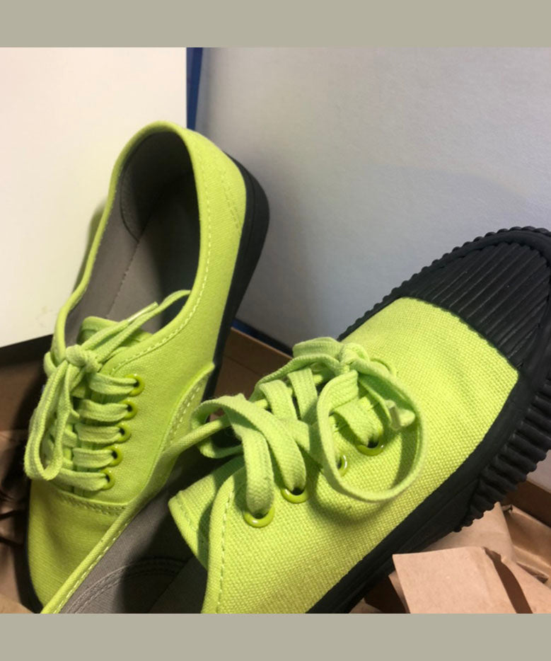 Green Canvas Casual Asymmetrical Flat Shoes Cross Strap DD1022 Shoe-PDX240605