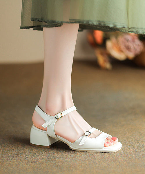 Green Chunky Heel Faux Leather Chic Sandals Peep Toe XC1011 Ada Fashion