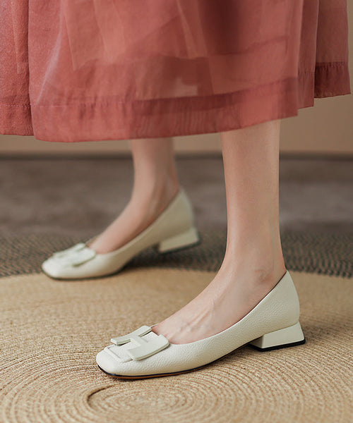 Comfy Splicing Flat Shoes Cowhide Green Leather FashionChic