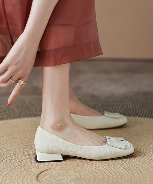 Comfy Splicing Flat Shoes Cowhide Green Leather FashionChic