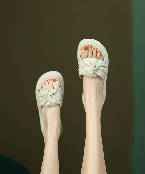 Toe Green Slide Sandals Splicing Leather Peep Beautiful Faux FashionChic