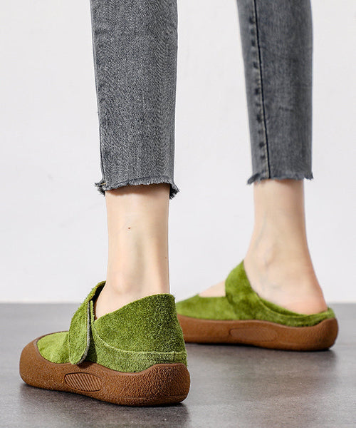 Splicing Green Casual Flats Buckle Platform Suede Strap FashionChic