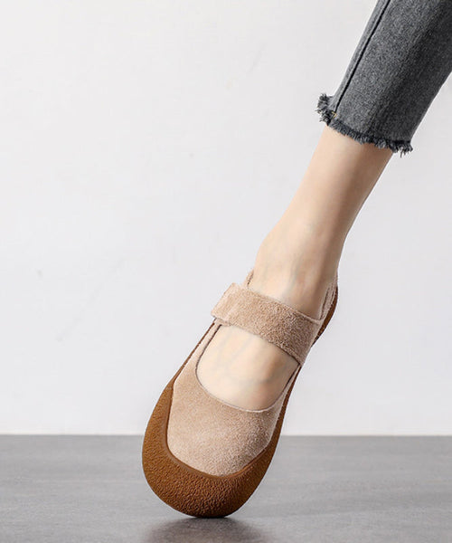 Splicing Green Casual Flats Buckle Platform Suede Strap FashionChic