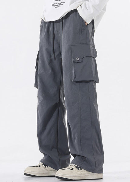 Men Pockets Pants Waist Casual Spring Elastic Cotton Green FashionChic