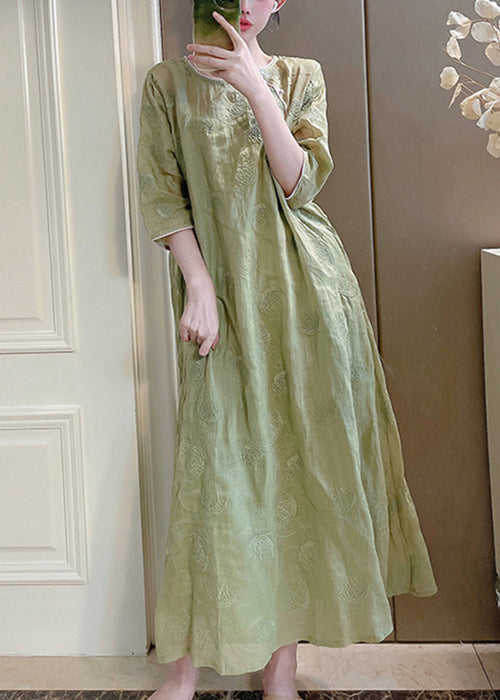 Set Green Pieces Pockets Linen Sleeve Two Embroidered Bracelet FashionChic