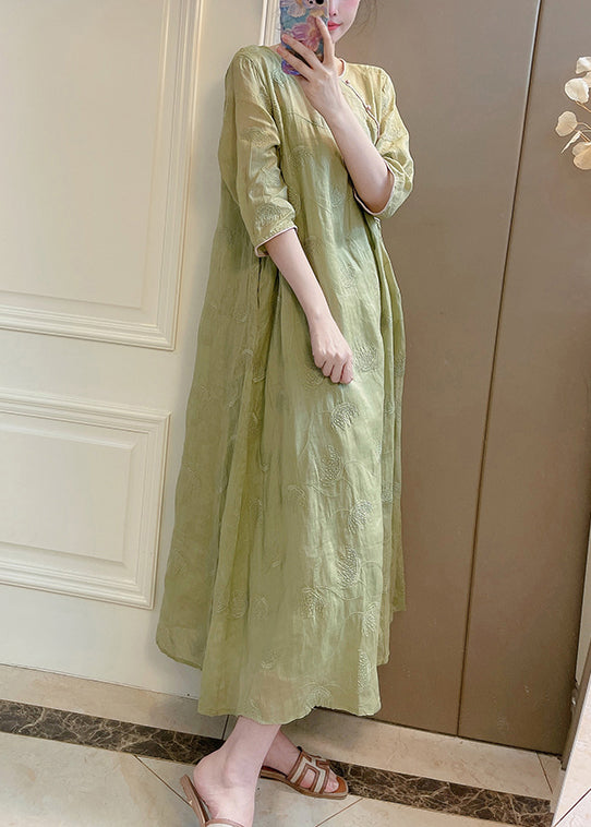 Set Green Pieces Pockets Linen Sleeve Two Embroidered Bracelet FashionChic