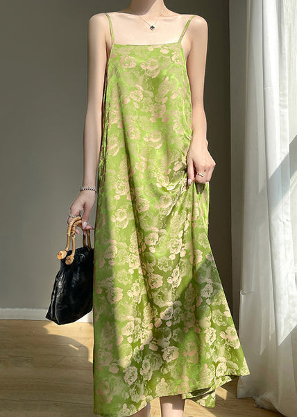 Green Pockets Silk Spaghetti Strap Dress Cold Shoulder Summer AB1004 Genistyle Shop