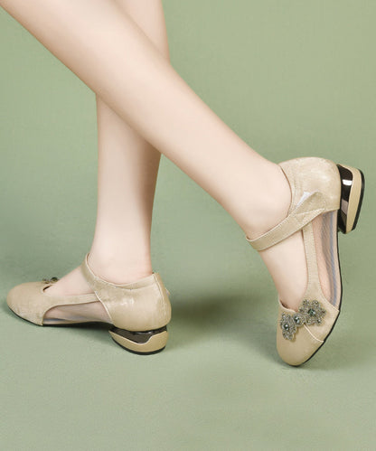 Satin Green Breathable Splicing Strap Buckle Sandals Mesh FashionChic