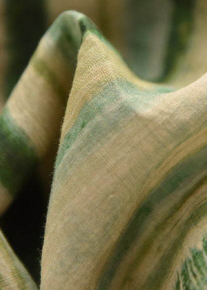 Stripe O Sleeve Linen Bracelet Neck Green Shirts FashionChic