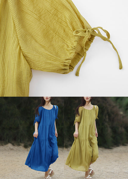 Green Wrinkled Maxi Dress Short Sleeve WW025 OL-SDL240812