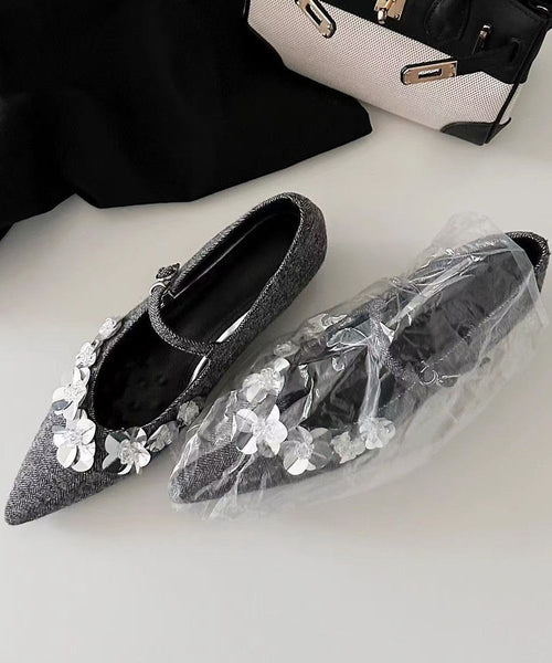 Splicing Cotton Grey Buckle Fabric Chunky Floral Stylish Strap FashionChic
