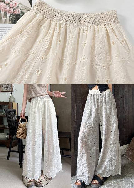 Trousers Grey Embroidered Out Summer Hollow Pants Straight FashionChic