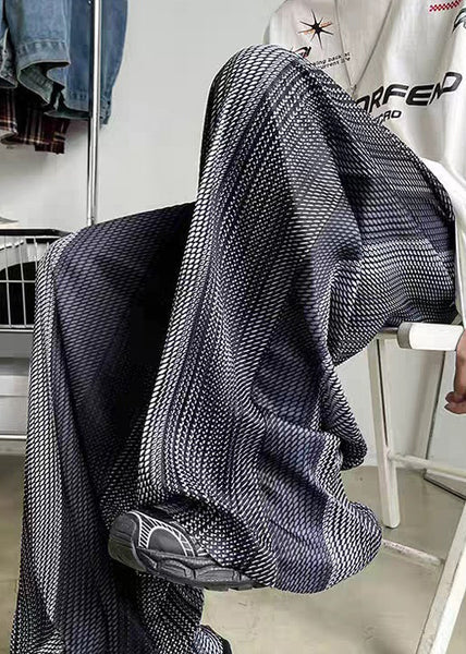 Summer Silk Elastic Grey Patchwork Waist Pants Pockets Men Ice FashionChic