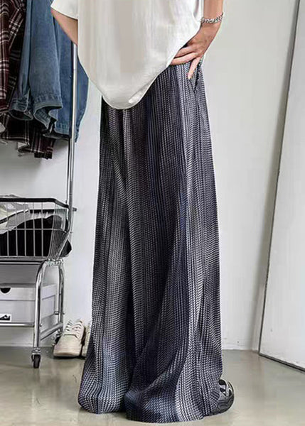 Summer Silk Elastic Grey Patchwork Waist Pants Pockets Men Ice FashionChic