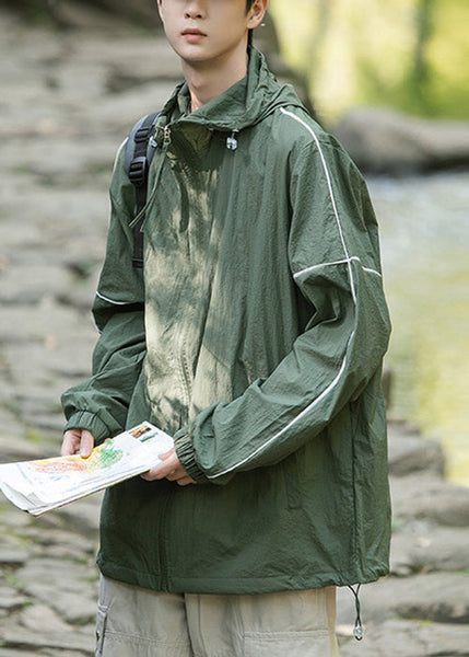 Hooded 50+ Summer UPF Zippered Ice Pockets Silk Men Grey Coat FashionChic