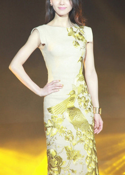 Open Side Apricot Dresses Handmade Cotton Summer Embroidered FashionChic