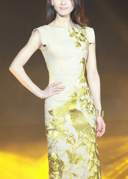 Open Side Apricot Dresses Handmade Cotton Summer Embroidered FashionChic