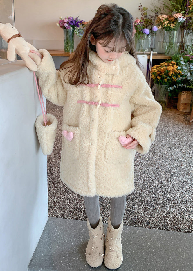 Handmade Apricot Patchwork Pockets Kids Faux Fur Hooded Coat Winter WL022 MM-RCTZ-GICT241120