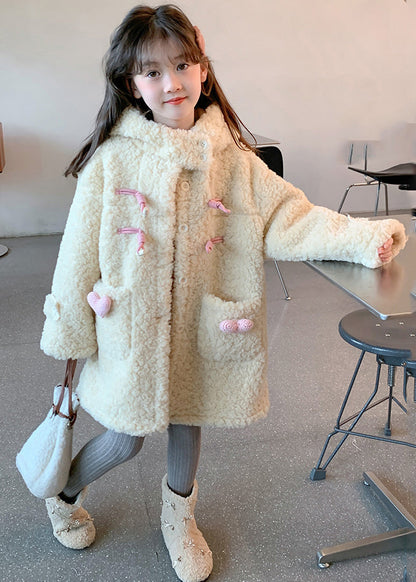 Handmade Apricot Patchwork Pockets Kids Faux Fur Hooded Coat Winter WL022 MM-RCTZ-GICT241120