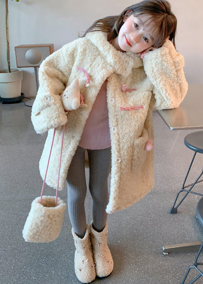 Handmade Apricot Patchwork Pockets Kids Faux Fur Hooded Coat Winter WL022 MM-RCTZ-GICT241120