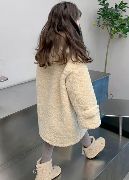 Handmade Apricot Patchwork Pockets Kids Faux Fur Hooded Coat Winter WL022 MM-RCTZ-GICT241120