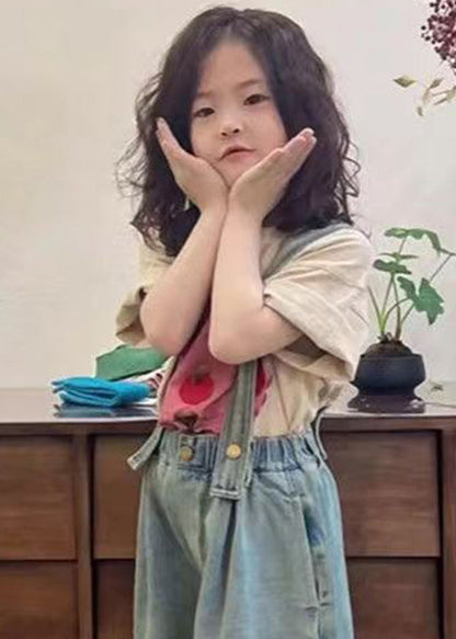 Handmade Apricot Print Girls Top Short Sleeve YU1067 WS-RCTZ-STP240529