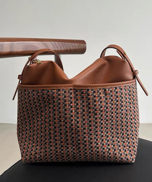 Handmade Apricot Print Patchwork Faux Leather Tote Handbag MM087 Bag-BGS240620