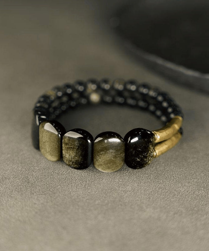 Handmade Black Crystal Gem Stone Having Two Layers Bracelet AB1060 Genistyle Shop