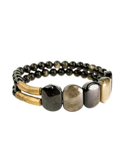 Handmade Black Crystal Gem Stone Having Two Layers Bracelet AB1060 Genistyle Shop