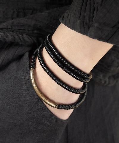 Wood Chain Black Ebony Layered Handmade Bracelet FashionChic