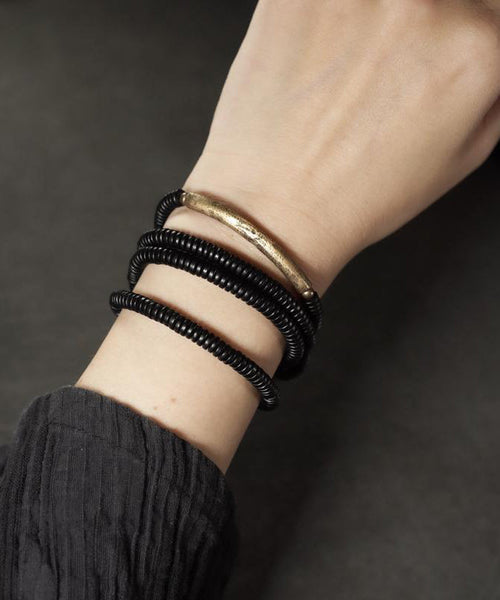 Wood Chain Black Ebony Layered Handmade Bracelet FashionChic