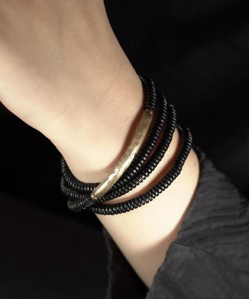 Wood Chain Black Ebony Layered Handmade Bracelet FashionChic