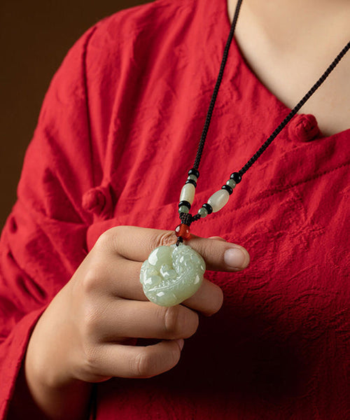 Handmade Black Jade A Mythical Wild Animal Pendant Necklace KX1043 Ada Fashion