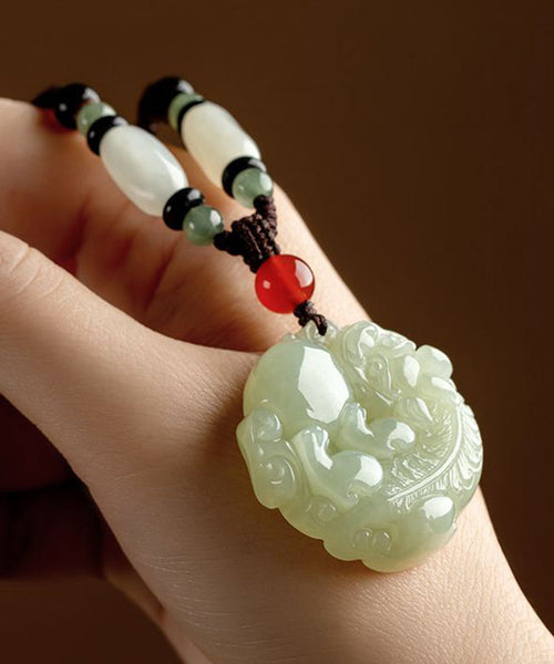 Handmade Black Jade A Mythical Wild Animal Pendant Necklace KX1043 Ada Fashion