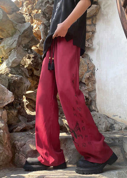 Handmade Black Pockets Print Ice Silk Mens Pants Summer YT039 Men-Silk-MENP240721