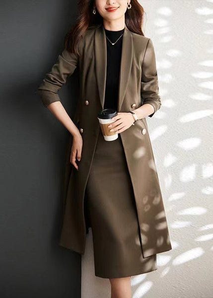 Handmade Brown Double Breast Cotton Trench Coats Spring YJ027 ABC