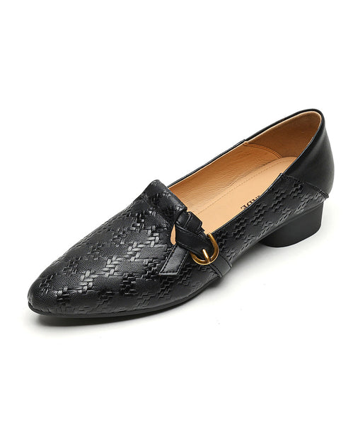 Leather Cowhide Pointed Feet Toe Handmade Shoes Flat Brown FashionChic