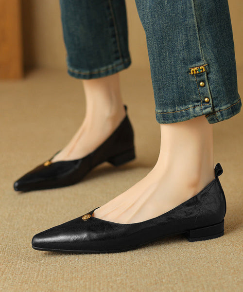 Handmade Brown Sheepskin Flat Feet Shoes Pointed Toe AP1012 shoe-PDX240905