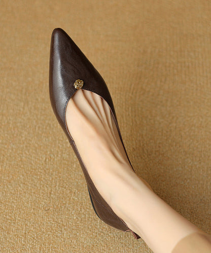 Handmade Brown Sheepskin Flat Feet Shoes Pointed Toe AP1012 shoe-PDX240905