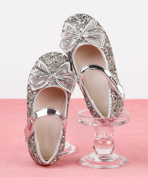 Shoes Girls Champagne Buckle Bow Flat Handmade Strap Zircon FashionChic