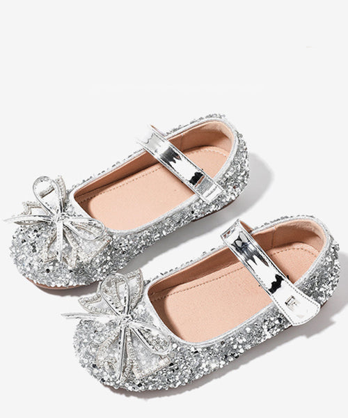 Shoes Girls Champagne Buckle Bow Flat Handmade Strap Zircon FashionChic