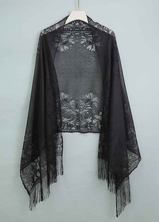 Handmade Chinese Style Black Tasseled Hollow Out Scarf YF004 ABC